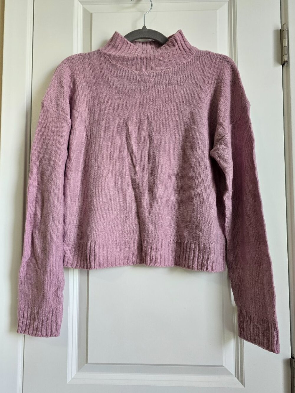 Lilac Cropped Mock Neck Sweater